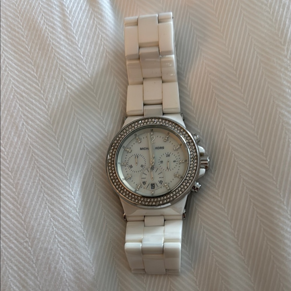 Michael Kors White Watch with Silver Accents